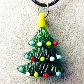 HUANSUN 6 pièces au Chalumeau Pendentif Arbre en Verre Miniature Beaux Ornements Collier Bricolage Accessoires, Vert armée