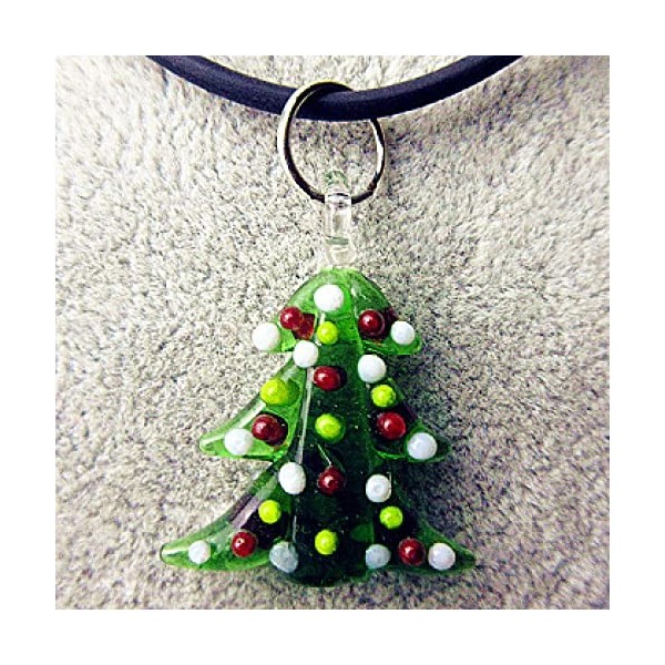 HUANSUN 6 pièces au Chalumeau Pendentif Arbre en Verre Miniature Beaux Ornements Collier Bricolage Accessoires, Vert armée