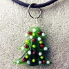 HUANSUN 6 pièces au Chalumeau Pendentif Arbre en Verre Miniature Beaux Ornements Collier Bricolage Accessoires, Vert armée