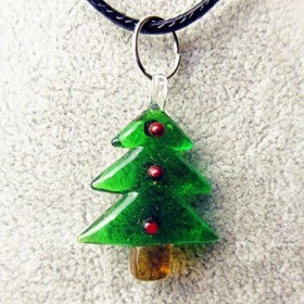 HUANSUN 6 pièces au Chalumeau Verre Arbre Figurine Pendentif Miniature Beaux Ornements Collier Bricolage Accessoires, Vert ar