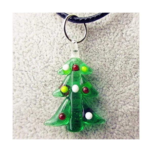 HUANSUN 6 pièces au Chalumeau Verre Arbre Figurine Pendentif Miniature Beaux Ornements Collier Bricolage Accessoires, Vert ar