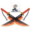 ZYXDDP 2xÉpée Danime en Bambou, Uzui Tengen Épée De Samouraï en Bois, Demon Slayer Katana Cosplay, Jouets pour Enfants, Acce