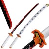 LENG Katana Japonais Épée Anime Cosplay Rengoku Kyoujurou Katana Demon Slayer Épée De Samouraï Accessoire dhalloween Décorat