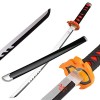 Uvency Enfants Jouet Épée de Samouraï 76Cm/104Cm En Option Démon Slayer Cosplay Accessoires En Bois Anime Ninja Épée, 1Pc Boi