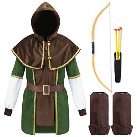 corimori - Costume de Robin des bois avec arc et flèche pour enfants | Pour garçons et filles