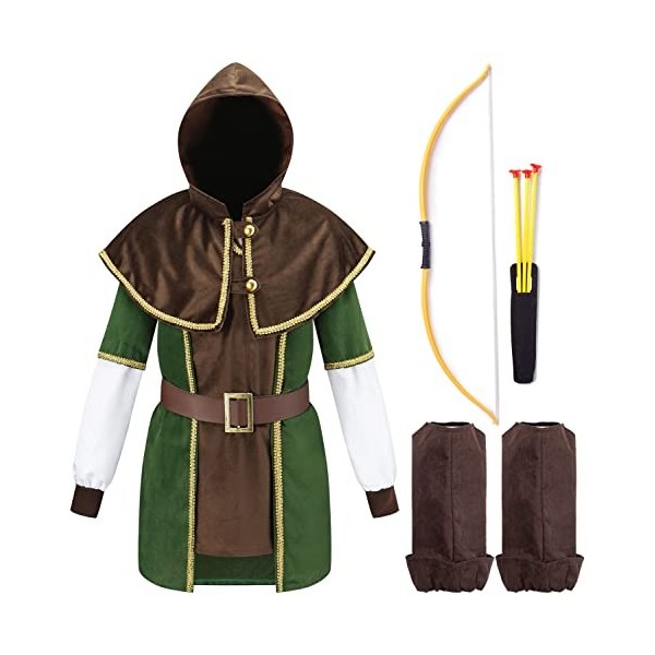 corimori - Costume de Robin des bois avec arc et flèche pour enfants | Pour garçons et filles