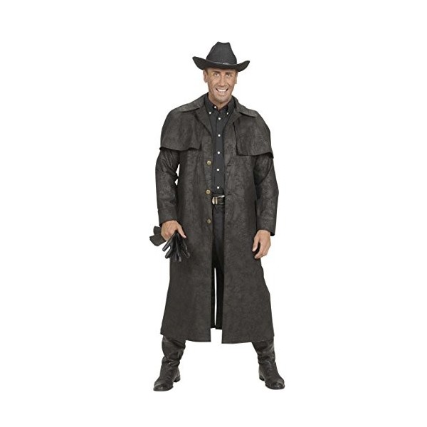 Amakando Déguisement Western Manteau de Cow-Boy Noir XL 54 Tenue Homme Western Accessoire déguisement Costume chérif Cowboy H