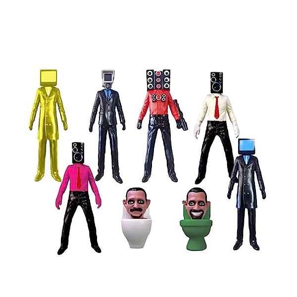 Hovaa Skibidi Toilet Figures and Camera Man Figures, Skibidi Toilet Figures Set 6/8/9 Pcs, Titan Speakerman TV Man Figures Sp