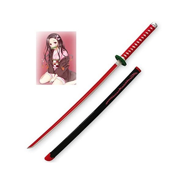 Uvency Sword Slayer S Blade Cos Katana Japonais En Bois, Accessoires de Jeu de Rôle Modèle DArme Anime Black Samurai Ninja 