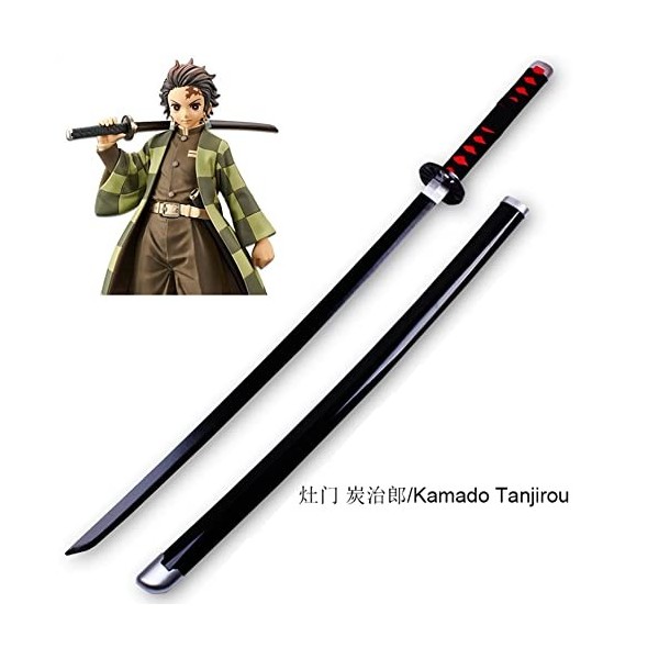 Maryaz Sword Slayer S Blade Cos Katana Japonais En Bois, Accessoires de Jeu de Rôle Modèle DArme Anime Black Samurai Ninja 