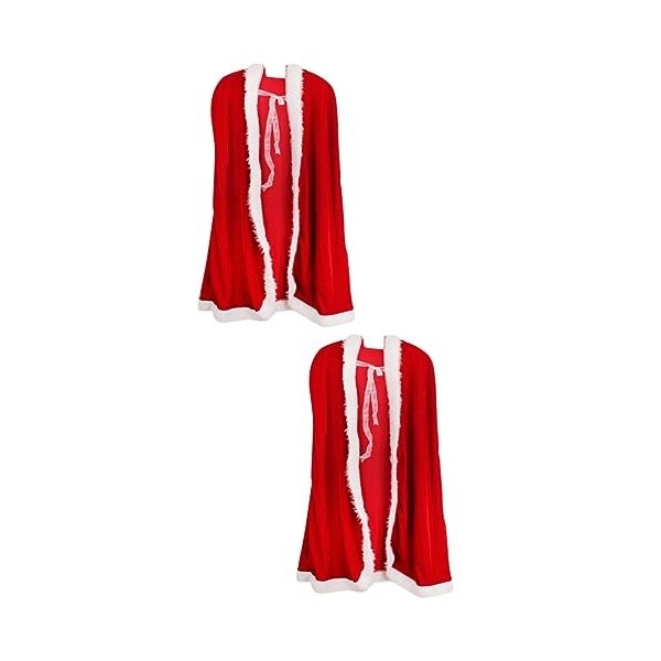 ABOOFAN 2Pcs Capes Costume Cape De Fête Santa Kid pour Robe Accessoires Rouges Cosplay Noël Enfant Vêtements Enfants Portant 