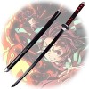 Uvency Couteau Tanjiro Katana, Épée de Samouraï Ninja Japonais de 104 Cm, Accessoires DArmes Classiques, Lame En Bambou Et F