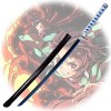 Uvency Couteau Tanjiro Katana, Épée de Samouraï Ninja Japonais de 104 Cm, Accessoires DArmes Classiques, Lame En Bambou Et F