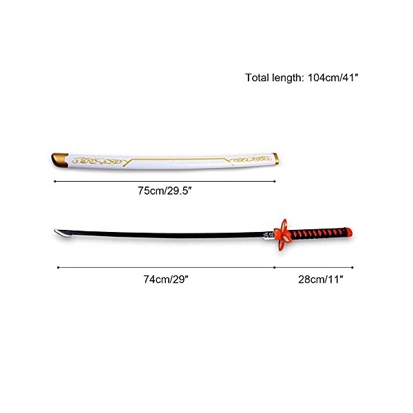 Uvency Épée de Samouraï En Bois Jouet Kochou Shinobu Cosplay Katana Épée Abs Épée Gaine Démon Slayer Épée Anime Fans Cosplay 