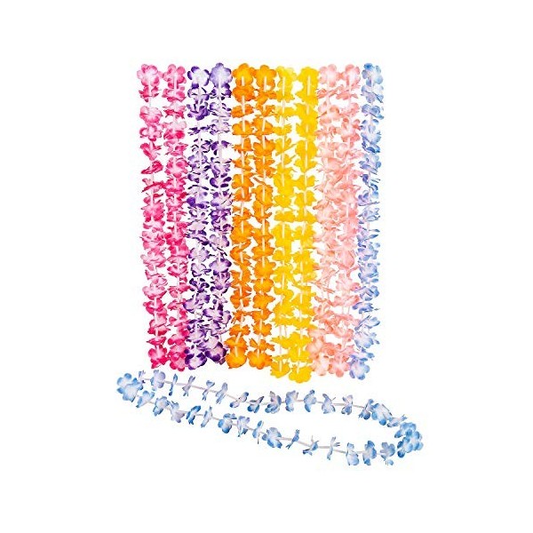 Fun Express - Mini Leis Asst. Colors for Party – Accessoires de vêtements – Luauwear – Leis – Party – 12 pièces