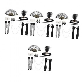 ABOOFAN 4 Ensembles DÉventails En Soie//Bracelet Long À Clapet En Soie Pour Femmes Halloween Perle Bas Costume Chaussettes G