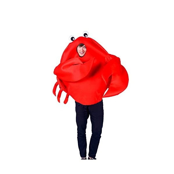 Costume de crabe du roi rouge pour homme - Unisexe - Taille unique - Costume de homard pour Halloween, fête costumée, déguise