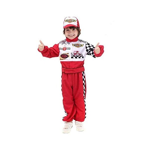 NC Enfants Halloween Racer Cosplay Rouge Course Voiture Pilote Uniforme Enfants Garçons Racing Pilote Costume Déguisement Mas