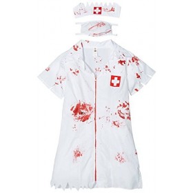 SMIFFYS Déguisement zombie infirmière femme Halloween - Rouge - M