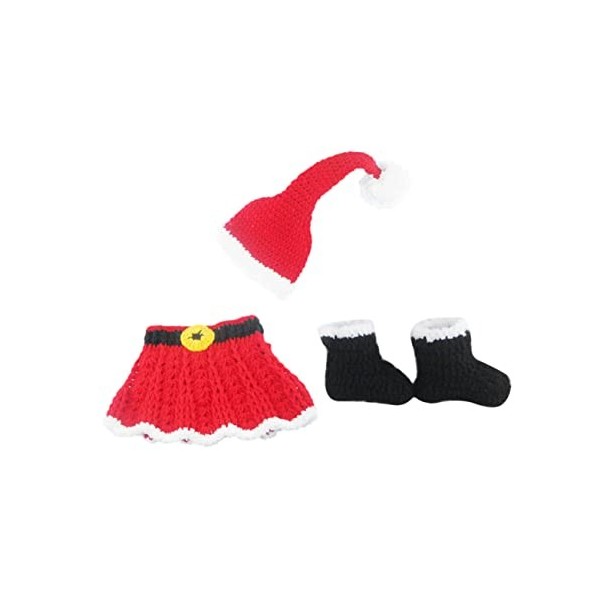 Kisangel 3Pcs Prop Accessoires Jupe Accessoires Enfants Vêtements Noël Crochet Mois Infantile Pour Filles Tricoté Nouveau-Né 