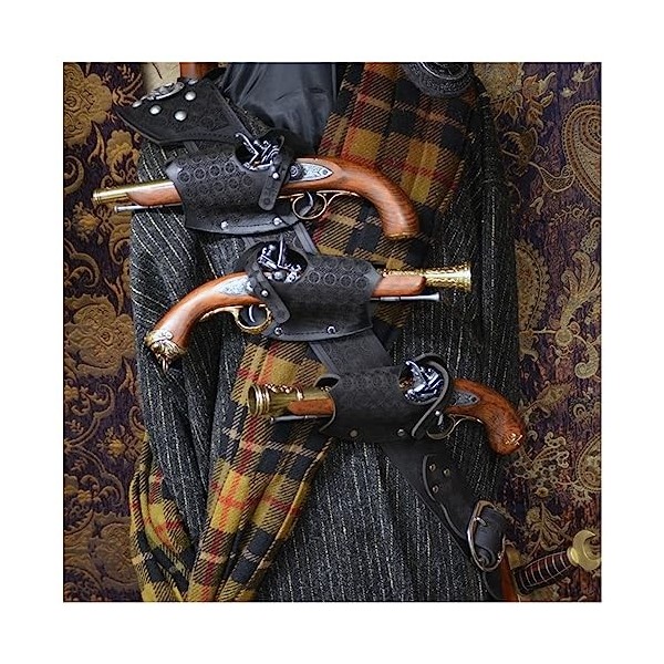 HIRTH Étui de lépaule du Pistolet médiéval, Steampunk rétro PU en Cuir en Cuir Holster pour Les Accessoires de Costumes de P