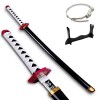 HASMI Katanas Jouet Anime Slayer de 104Cm, Épée de Samouraï En Bois, Couteau À Roue Solaire Fait À La Main, Lame En Bambou, A