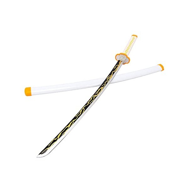 Épée danime Lame en bois Agatsuma Zenitsu Modèle darme daccessoire Fait main Épée de samouraï pour les fans danime, les a