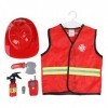 Qcwwy Costume de Pompier Jeu Dhabillage de Rôle de Pompier pour Enfants Garçons et Filles