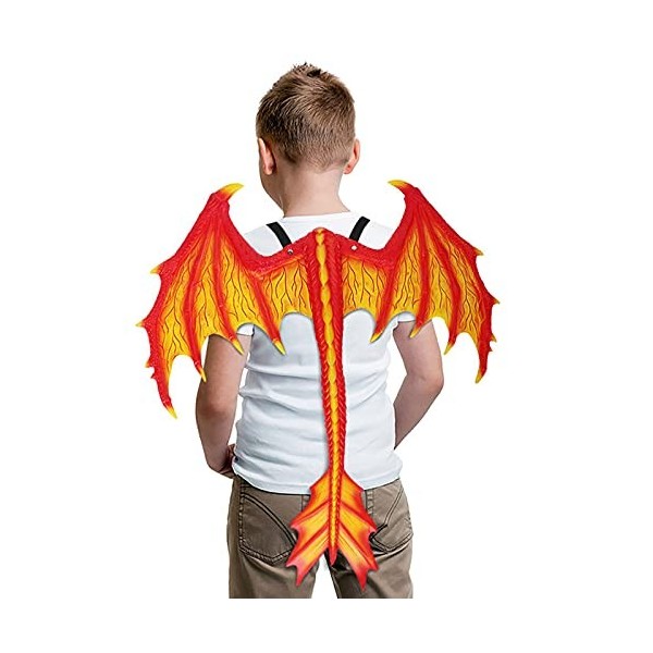 NASTON Costume dhalloween Décoration Ailes de Dragon Queue, Accessoires de Cosplay pour Fête Déguisement Carnaval,Orange