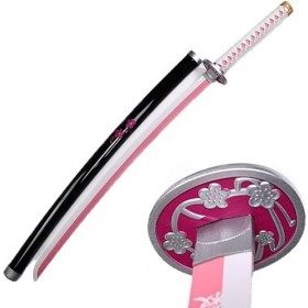 NEDLON 104cm Épée Katana Épée Cosplay DAnime Katana Tout en Bois Enfants Jouet Accessoire Darmes dhalloween-Sword+Stand