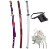 BRELHF Epee de samourai Accessoires de Carnaval, Enfants Replique Epee Sabre Lame en Bois Cosplay, Roronoa Zoro Couteau Katan