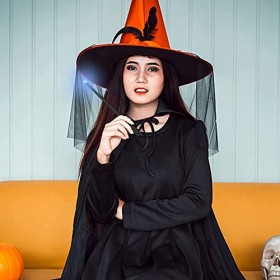 Augnongly Lot de 20 baguettes magiques pour sorcières jouet avec lumières et sons, baguette, accessoire pour costumes Noir 