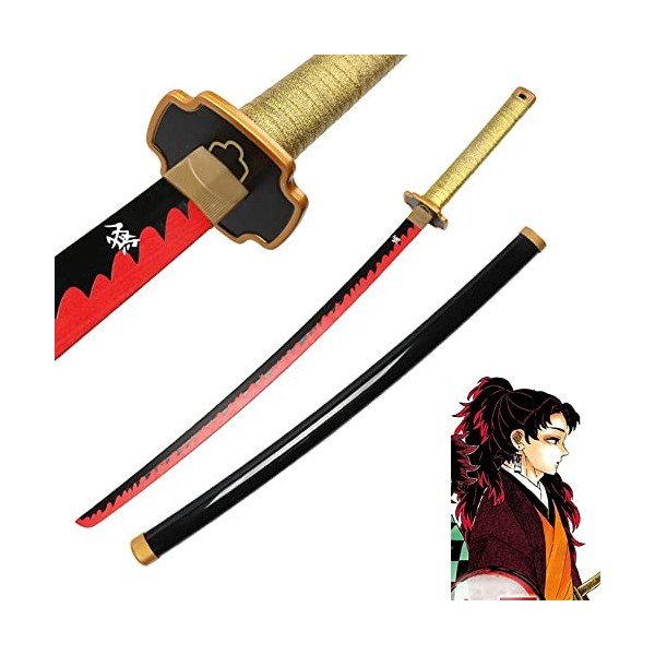 XFAK Demon Slayer Katana Cosplay Épée De Samouraï en Bois Accessoires Tsugikuni Yoriichi Épée Japonaise Épée Ninja Halloween 