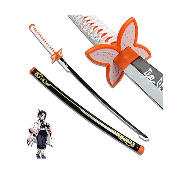 XFAK Katana Demon Slayer Épée De Samouraï en Bois Épée Shinobu Cosplay Épée DAnime Sabre en Bois Accessoires Halloween Épée 