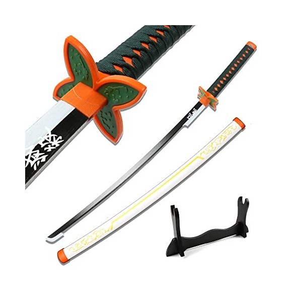 XFAK Katana Demon Slayer Épée De Samouraï en Bois Épée Shinobu Cosplay Épée DAnime Sabre en Bois Accessoires Halloween Épée 