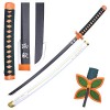 XFAK Épée De Samouraï Katana Demon Slayer Cos Kochou Shinobu Épée en Wood Sabre Japonais Cosplay Anime Samouraï Épée Katanas 