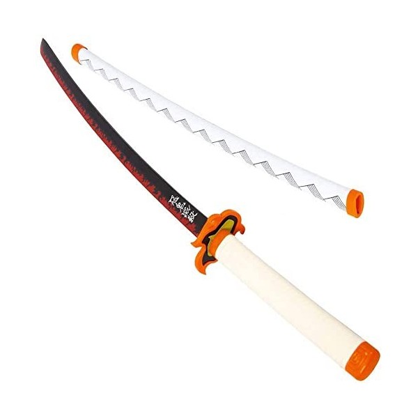 LENG Sabre Demon Slayer Épée De Samouraï Japonais Épée Anime Cosplay Épée Rengoku Katana Tout en Bois Accessoire Darmes pour