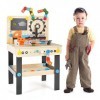 COSTWAY Jouet dEtabli en Bois pour Enfants avec 6 Outils & 75 Accessoires, Jeu dimitation Bricolage avec Tableau Noir, Cade