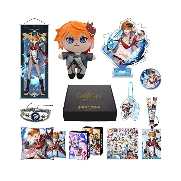 HALOOP Genshin Impact Box Accessoire Set avec 11 Cadeaux, Wanderer Cyno Xiao Tous Les Cadeaux Peluche Poster Acrylique Bracel