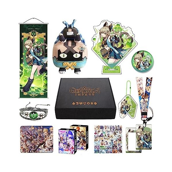 HALOOP Genshin Impact Box Accessoire Set avec 11 Cadeaux, Wanderer Cyno Xiao Tous Les Cadeaux Peluche Poster Acrylique Bracel