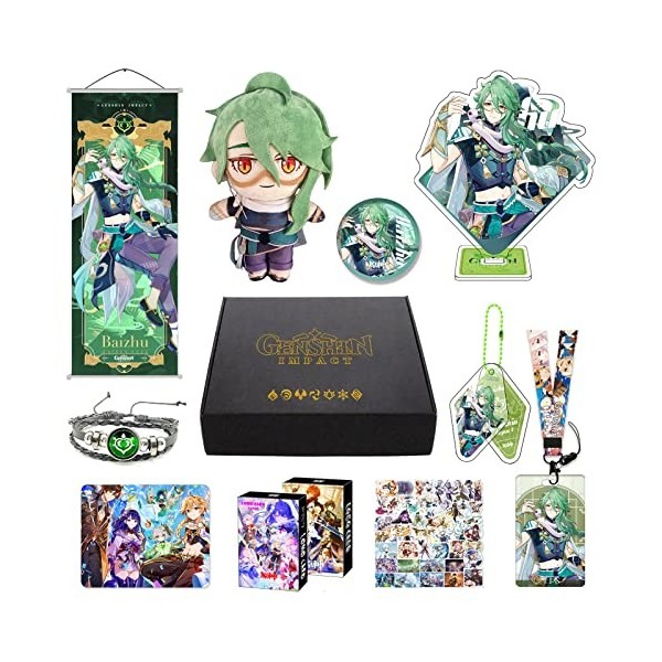 HALOOP Genshin Impact Box Accessoire Set avec 11 Cadeaux, Wanderer Cyno Xiao Tous Les Cadeaux Peluche Poster Acrylique Bracel