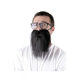 COOLMP Lot de 12 - Barbe Hipster Noire Adulte - Taille Unique - Accessoires de fête, Costume, déguisement, Jeux, Jouets