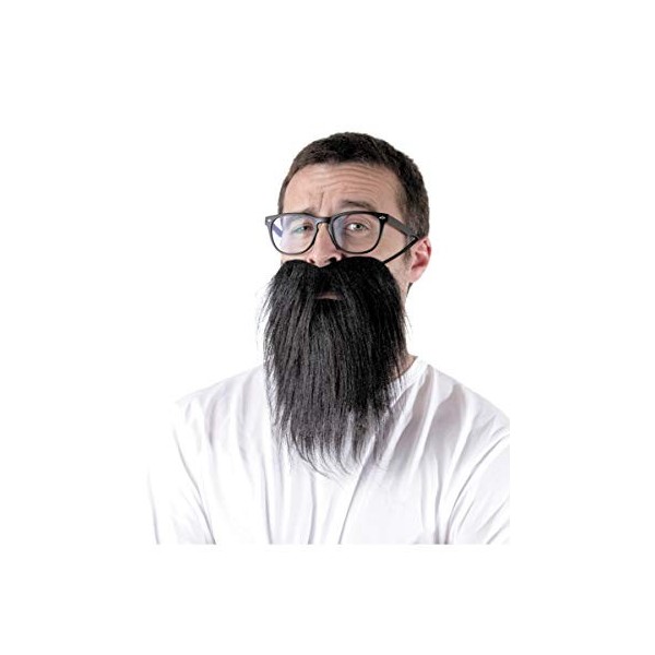 COOLMP Lot de 12 - Barbe Hipster Noire Adulte - Taille Unique - Accessoires de fête, Costume, déguisement, Jeux, Jouets