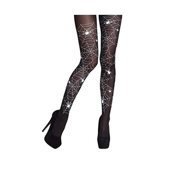 COOLMP Lot de 6 - Collants Toiles daraignées Blanches Femme Halloween - Taille Unique - Accessoires de fête, Costume, déguis