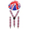 Lot de 12 accessoires Union Jack - Chapeau melon en plastique avec drapeau britannique + bretelles Union Jack