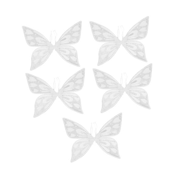 ERINGOGO 5 Pièces Organza Blanc Costume Aile De Papillons Aile De Papillons Aile De Fée Accessoire DAile De Fête Ailes DOrn