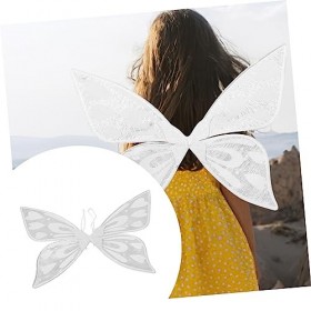 ERINGOGO 5 Pièces Organza Blanc Costume Aile De Papillons Aile De Papillons Aile De Fée Accessoire DAile De Fête Ailes DOrn