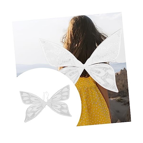 ERINGOGO 5 Pièces Organza Blanc Costume Aile De Papillons Aile De Papillons Aile De Fée Accessoire DAile De Fête Ailes DOrn