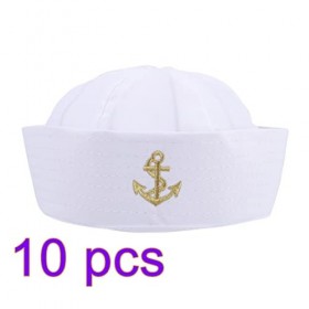 TOYANDONA Casquette Violoniste 10 Pièces Halloween White Sailor Hat Navy Sailor Hat pour Costume Accessoire Captain Caps Yach