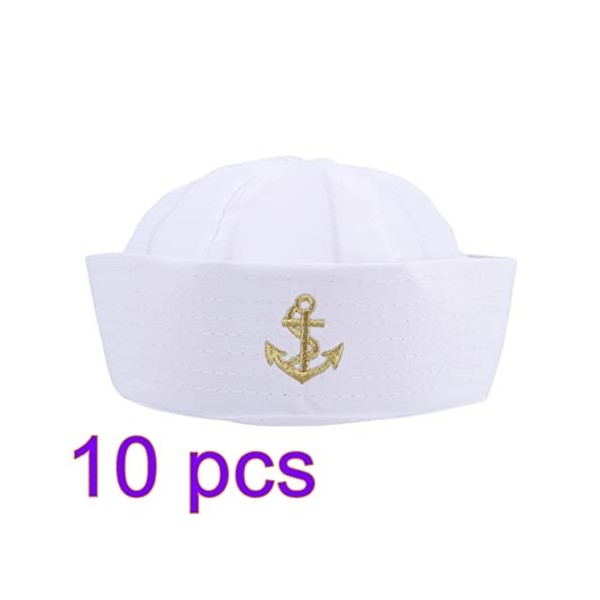 TOYANDONA Casquette Violoniste 10 Pièces Halloween White Sailor Hat Navy Sailor Hat pour Costume Accessoire Captain Caps Yach